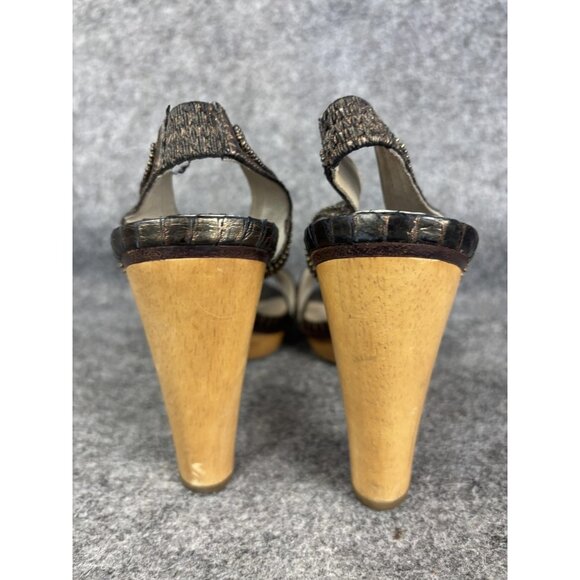 Frye Shoes Womens Size 8.5M Gerry Platform Sandals Heels Leather Metal Beaded - Picture 5 of 7